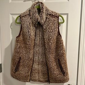 Brown/white Sherpa vest from Thread & Supply